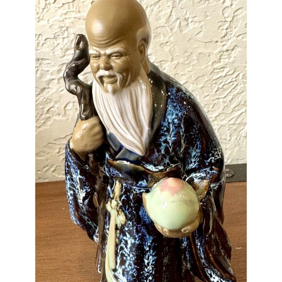 Vintage Wanjiang Wucai Porcelain Pottery Immortal God Longevity Mud Men - Picture 7 of 10